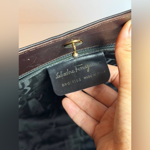 Salvatore Ferragamo Brown Matte Leather Shoulder Bag - Picture 13 of 14